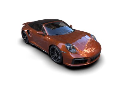 Beyaz zemin üzerinde izole edilmiş 3D resimleme spor araba