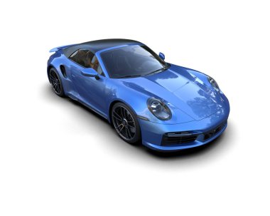 Beyaz zemin üzerinde izole edilmiş 3D resimleme spor araba