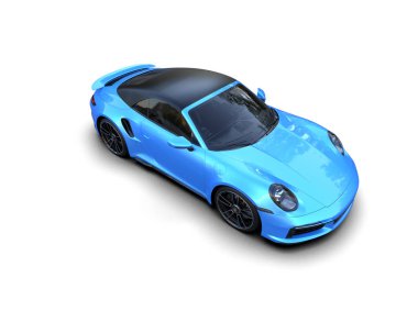 Beyaz zemin üzerinde izole edilmiş 3D resimleme spor araba