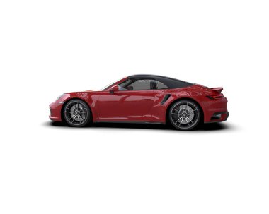 Beyaz zemin üzerinde izole edilmiş 3D resimleme spor araba