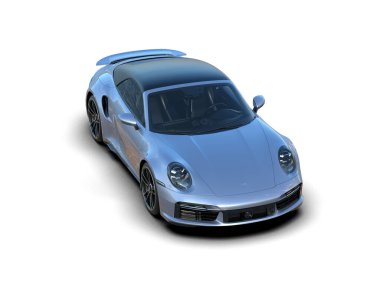 Beyaz zemin üzerinde izole edilmiş 3D resimleme spor araba