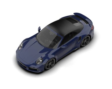 Beyaz zemin üzerinde izole edilmiş 3D resimleme spor araba