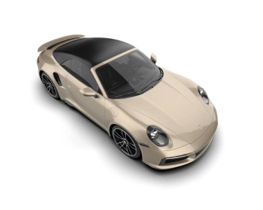 Beyaz zemin üzerinde izole edilmiş 3D resimleme spor araba