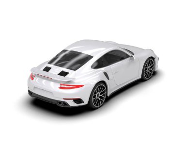 Beyaz zemin üzerinde izole edilmiş 3D resimleme spor araba