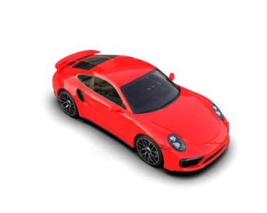 Beyaz zemin üzerinde izole edilmiş 3D resimleme spor araba