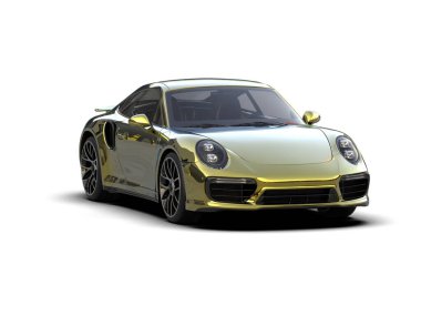 Beyaz zemin üzerinde izole edilmiş 3D resimleme spor araba