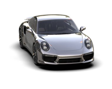 Beyaz zemin üzerinde izole edilmiş 3D resimleme spor araba