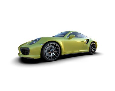 Beyaz zemin üzerinde izole edilmiş 3D resimleme spor araba