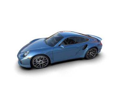 Beyaz zemin üzerinde izole edilmiş 3D resimleme spor araba