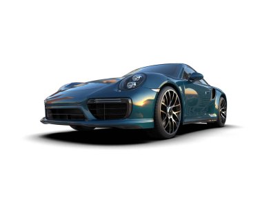 Beyaz zemin üzerinde izole edilmiş 3D resimleme spor araba