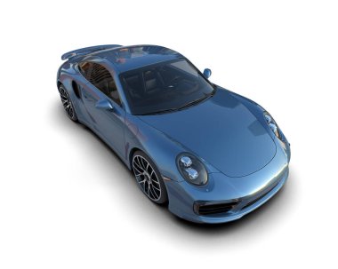 Beyaz zemin üzerinde izole edilmiş 3D resimleme spor araba