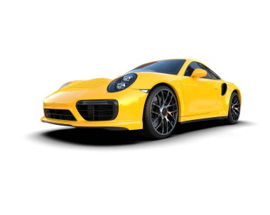 Beyaz zemin üzerinde izole edilmiş 3D resimleme spor araba