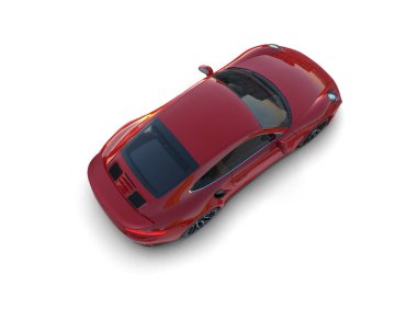 Beyaz zemin üzerinde izole edilmiş 3D resimleme spor araba