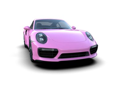 Beyaz zemin üzerinde izole edilmiş 3D resimleme spor araba