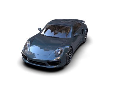 Beyaz zemin üzerinde izole edilmiş 3D resimleme spor araba