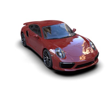 Beyaz zemin üzerinde izole edilmiş 3D resimleme spor araba