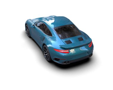 Beyaz zemin üzerinde izole edilmiş 3D resimleme spor araba