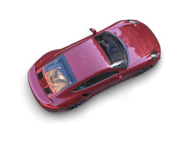 Beyaz zemin üzerinde izole edilmiş 3D resimleme spor araba