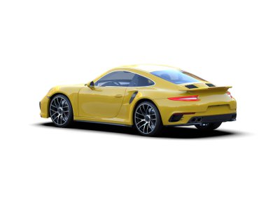 Beyaz zemin üzerinde izole edilmiş 3D resimleme spor araba