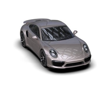 Beyaz zemin üzerinde izole edilmiş 3D resimleme spor araba