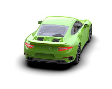 Beyaz zemin üzerinde izole edilmiş 3D resimleme spor araba