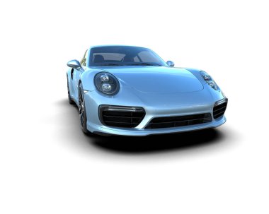 Beyaz zemin üzerinde izole edilmiş 3D resimleme spor araba