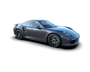 Beyaz zemin üzerinde izole edilmiş 3D resimleme spor araba