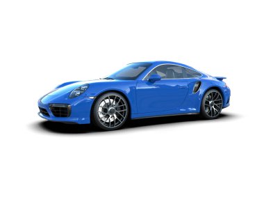 Beyaz zemin üzerinde izole edilmiş 3D resimleme spor araba