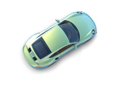 Beyaz zemin üzerinde izole edilmiş 3D resimleme spor araba