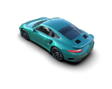 Beyaz zemin üzerinde izole edilmiş 3D resimleme spor araba