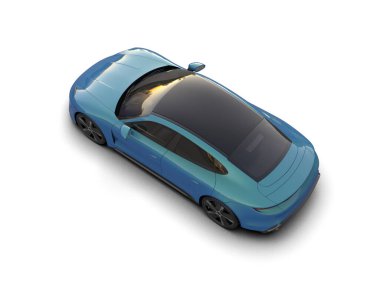 Beyaz zemin üzerinde izole edilmiş 3D resimleme spor araba