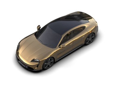 Beyaz zemin üzerinde izole edilmiş 3D resimleme spor araba