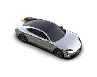 Beyaz zemin üzerinde izole edilmiş 3D resimleme spor araba