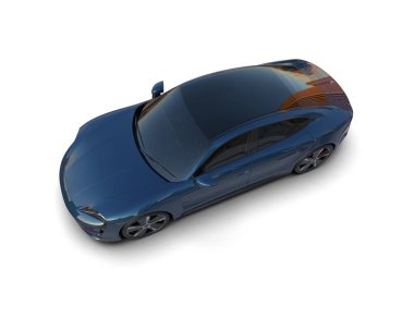 Beyaz zemin üzerinde izole edilmiş 3D resimleme spor araba