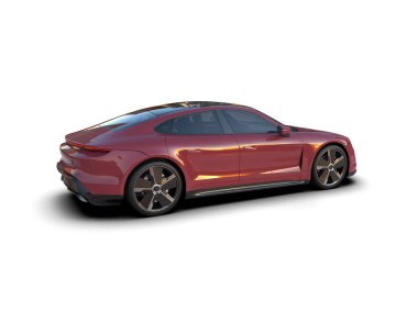 Beyaz zemin üzerinde izole edilmiş 3D resimleme spor araba