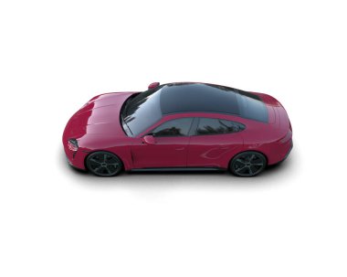 Beyaz zemin üzerinde izole edilmiş 3D resimleme spor araba