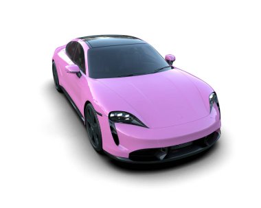 Beyaz zemin üzerinde izole edilmiş 3D resimleme spor araba