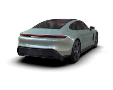 Beyaz zemin üzerinde izole edilmiş 3D resimleme spor araba