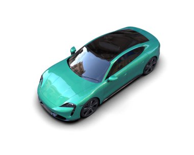 Beyaz zemin üzerinde izole edilmiş 3D resimleme spor araba
