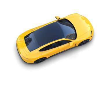 Beyaz zemin üzerinde izole edilmiş 3D resimleme spor araba