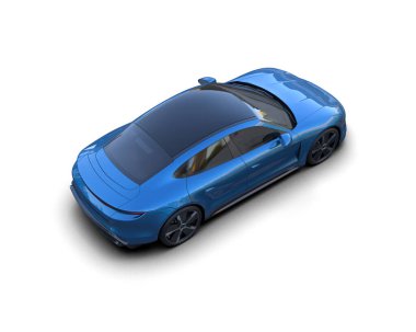 Beyaz zemin üzerinde izole edilmiş 3D resimleme spor araba