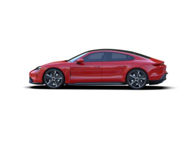 Beyaz zemin üzerinde izole edilmiş 3D resimleme spor araba