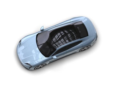 Beyaz zemin üzerinde izole edilmiş 3D resimleme spor araba