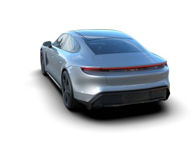 Beyaz zemin üzerinde izole edilmiş 3D resimleme spor araba