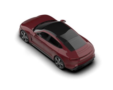 Beyaz zemin üzerinde izole edilmiş 3D resimleme spor araba