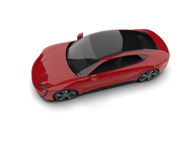 Beyaz zemin üzerinde izole edilmiş 3D resimleme spor araba