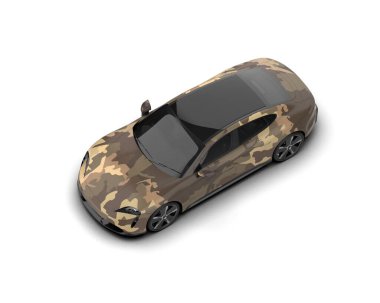 modern spor araba beyaz arka planda izole edilmiş 3D görüntüleme