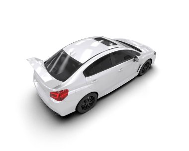 Beyaz zemin üzerinde izole edilmiş 3D resimleme spor araba