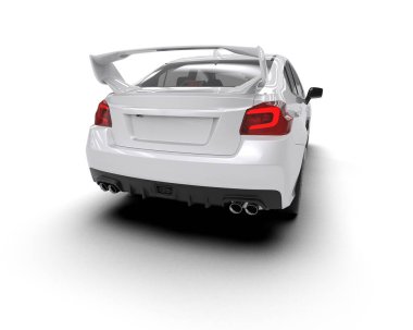 Beyaz zemin üzerinde izole edilmiş 3D resimleme spor araba