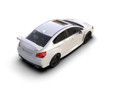 Beyaz zemin üzerinde izole edilmiş 3D resimleme spor araba